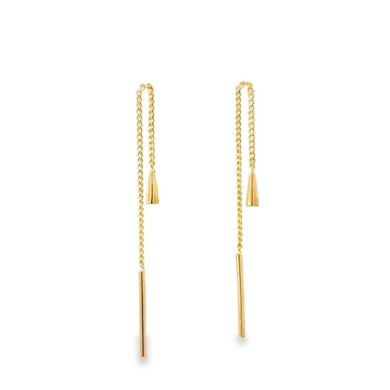 Ørehængere 8 kt guld med kæde og keglevedhæng fra Guldcenter.