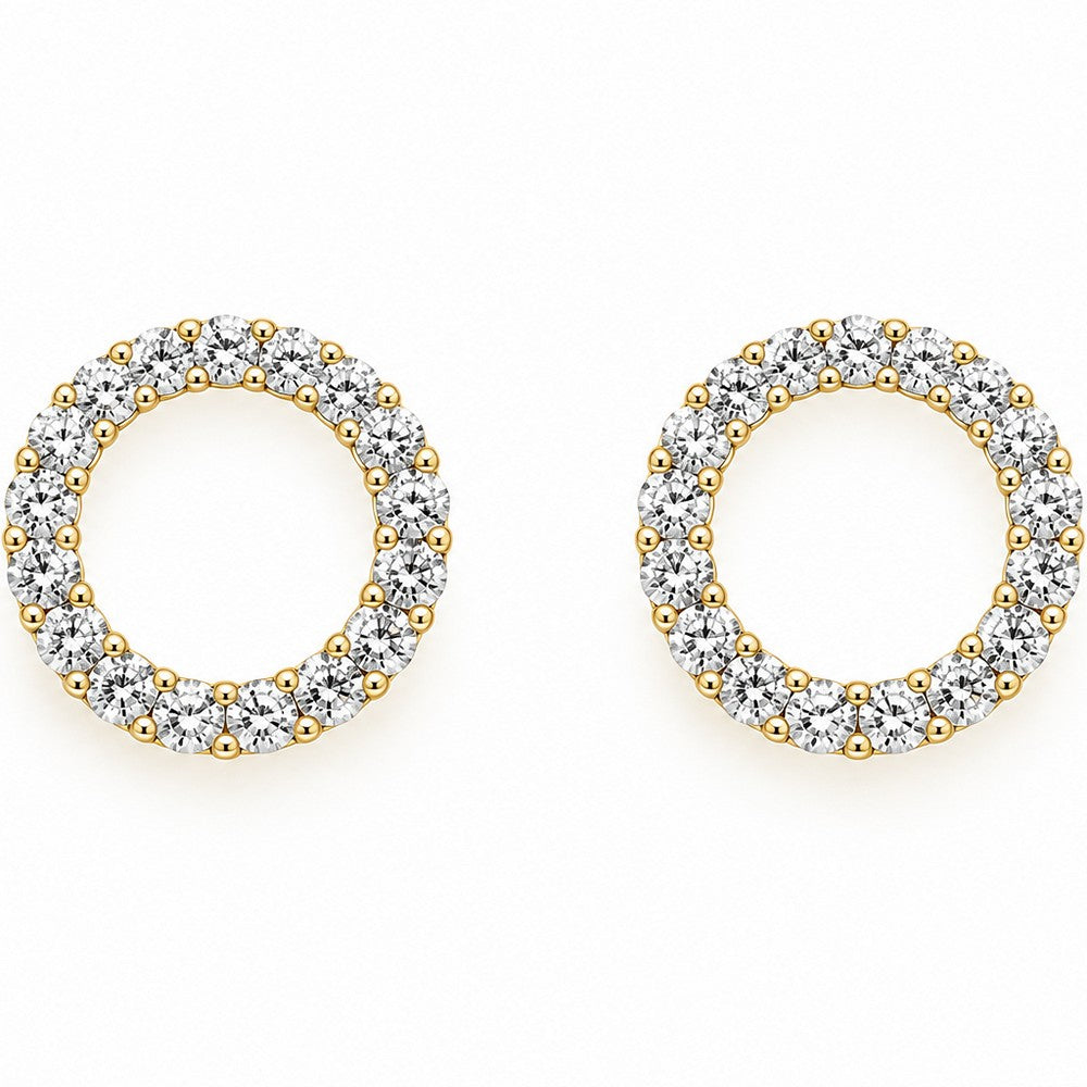 Cirkel ørestikker i 8 kt guld med klare zirkonia 7 mm fra Guldcenter.