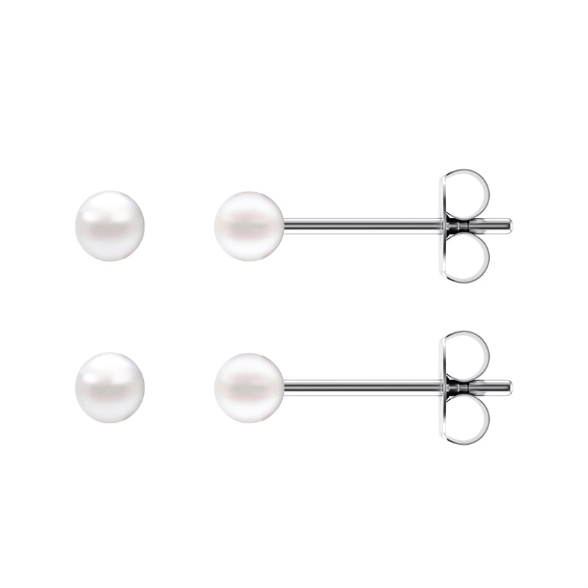 Titanium ørestikker med 3 mm hvide perler fra Guldcenter i 100 % titanium – klassisk og let.