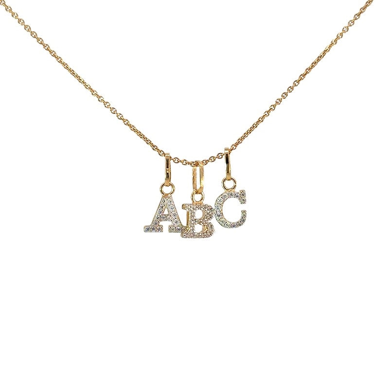 Bogstav A vedhæng i 8 kt guld med zirkonia – Smykkecenter