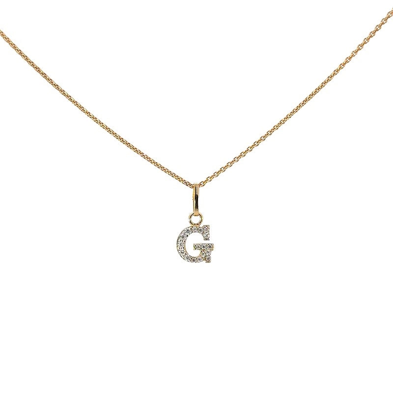 Bogstav A vedhæng i 8 kt guld med zirkonia – Smykkecenter