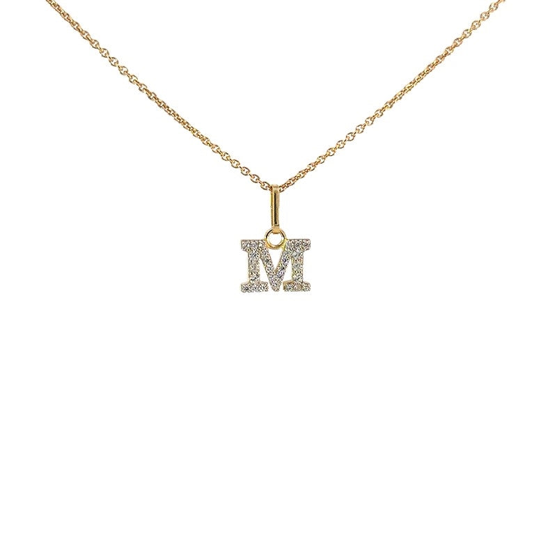 Bogstav A vedhæng i 8 kt guld med zirkonia – Smykkecenter