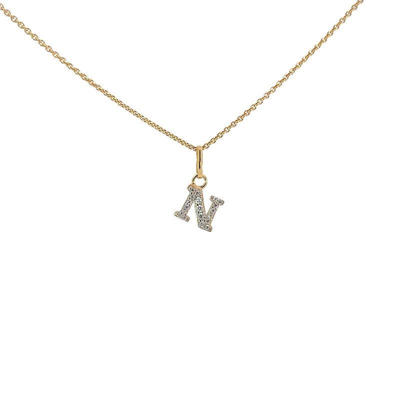 Bogstav A vedhæng i 8 kt guld med zirkonia – Smykkecenter