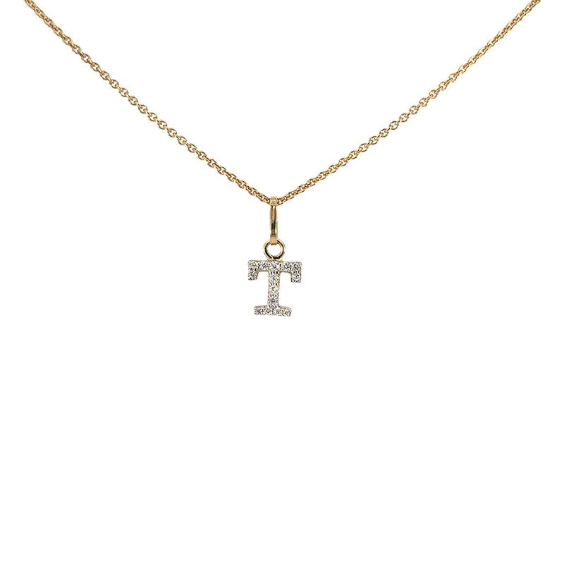 Bogstav A vedhæng i 8 kt guld med zirkonia – Smykkecenter