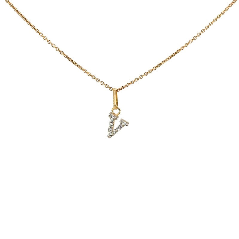 Bogstav A vedhæng i 8 kt guld med zirkonia – Smykkecenter