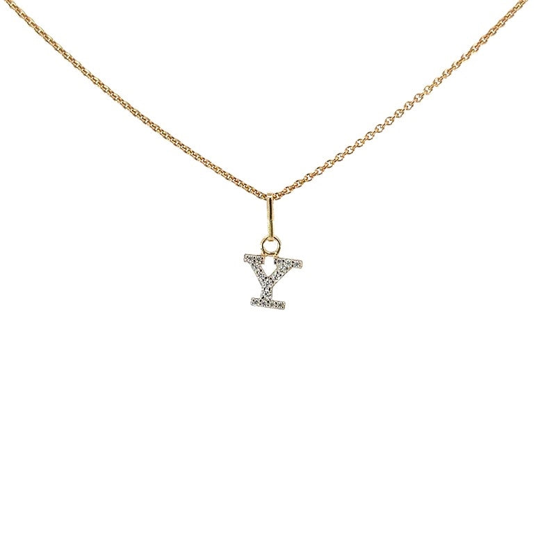 Bogstav A vedhæng i 8 kt guld med zirkonia – Smykkecenter