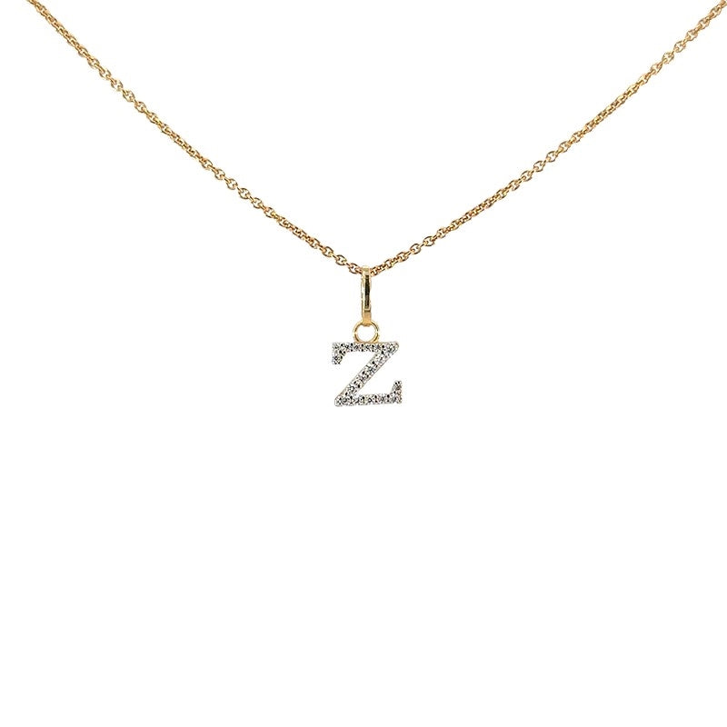 Bogstav A vedhæng i 8 kt guld med zirkonia – Smykkecenter