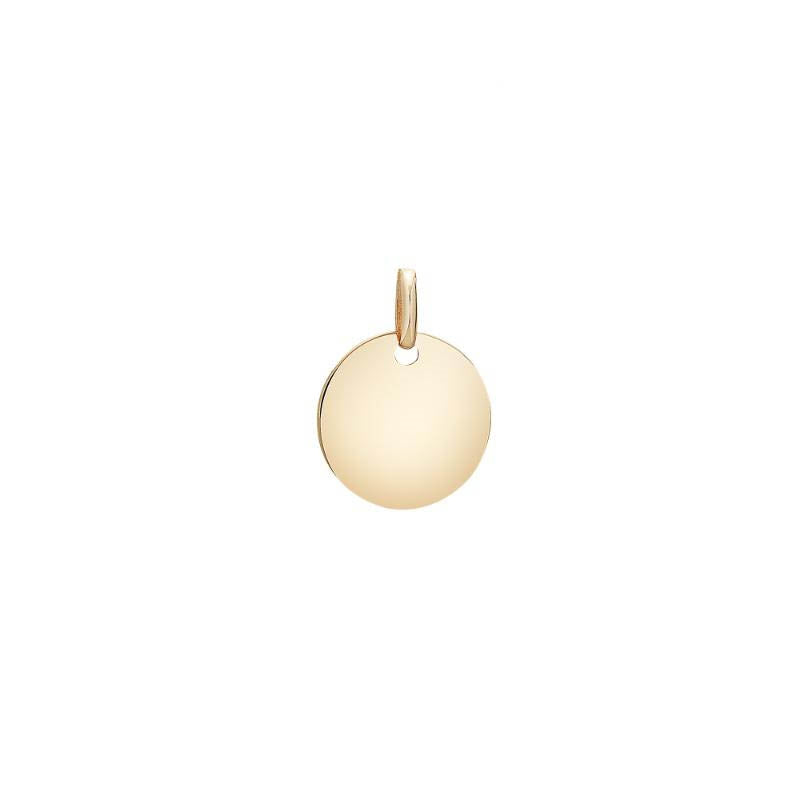 8 karat guld pladevedhæng 10 mm fra Smykkecenter i rund, glat 8 kt guld – minimalistisk design af Jane Kønig.
