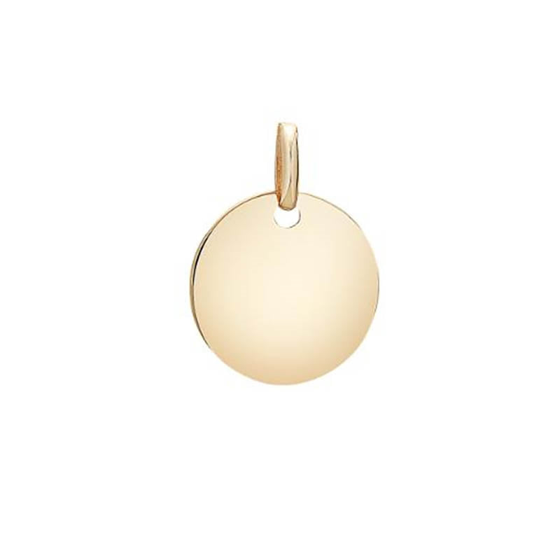 8 karat gulds pladevedhæng 14 mm fra Smykkecenter i blankt guld med rund form.