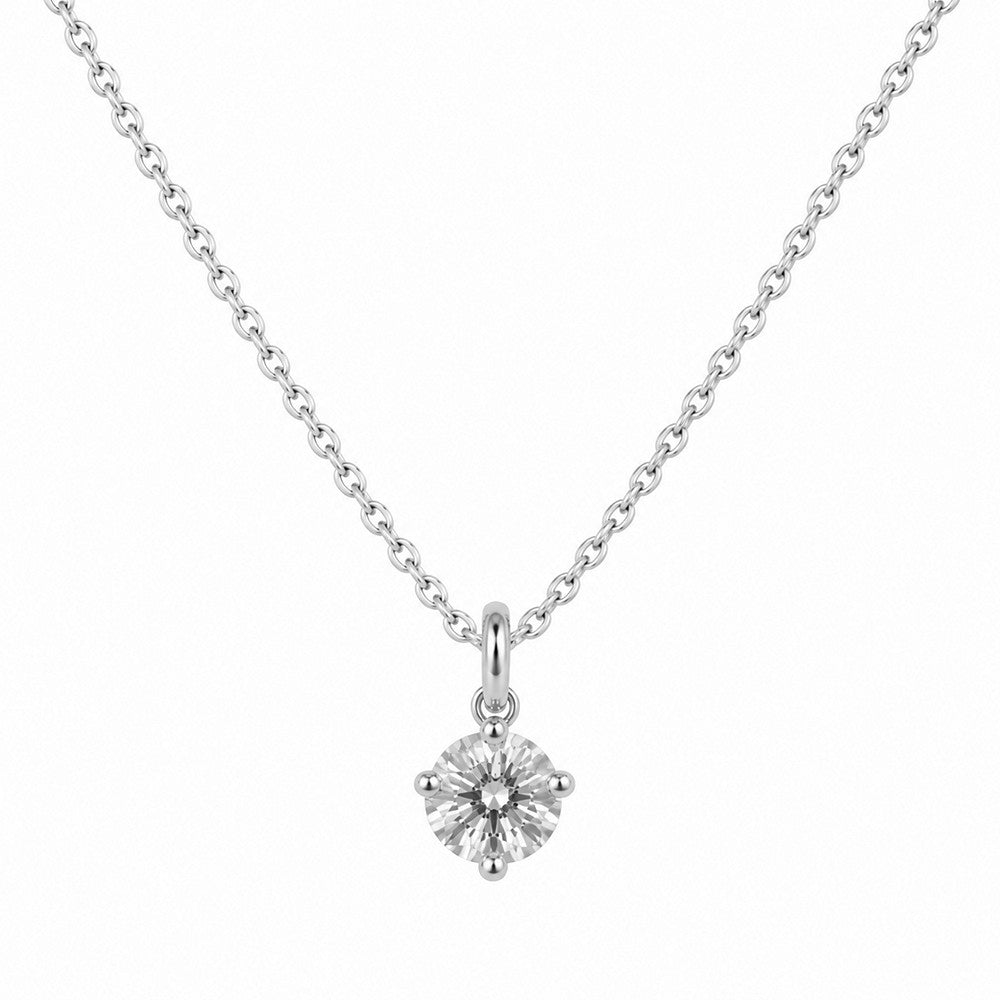 Solitaire halskæde fra Guldcenter i rhodineret sølv med klar zirkonia 5–7 mm.