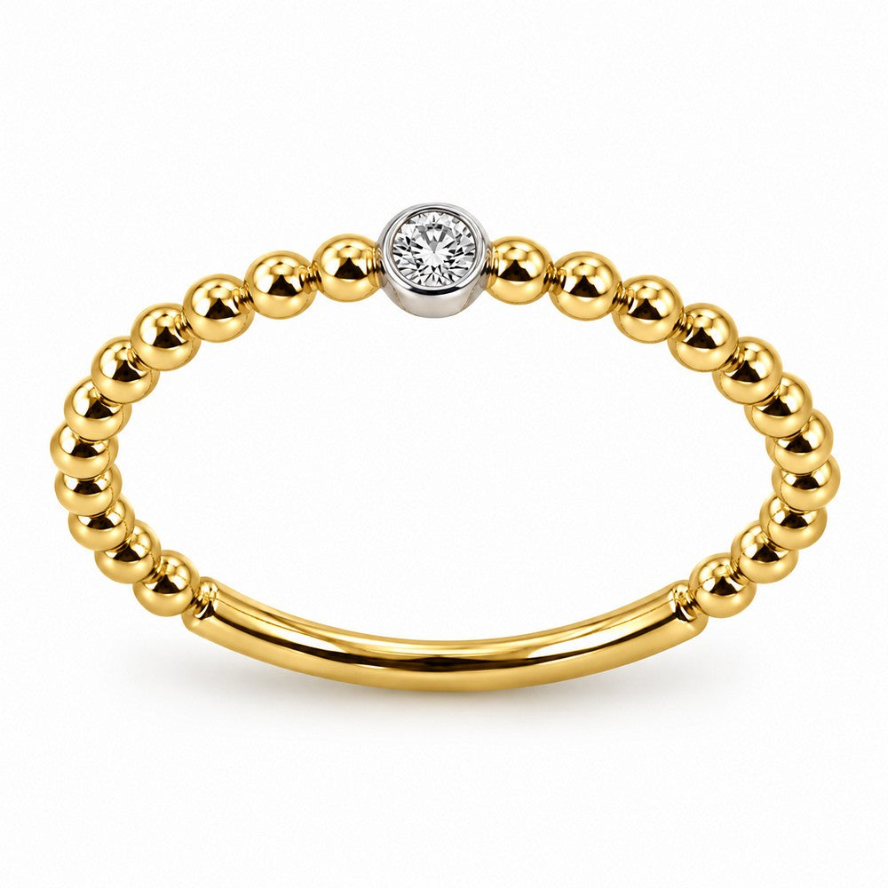 Kuglering i 14 karat guld fra Guldcenter med 0,02 ct diamant i hvidguldfatning – feminin og tidløs ring.