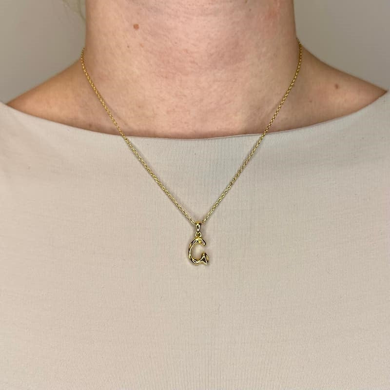 MerlePerle bogstavhalskæde i 18 karat forgyldt sølv – B