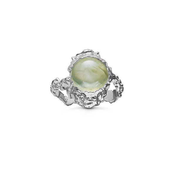 Maanesten gudinde ring med prehnit i 925 sterlingsølv