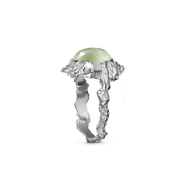 Maanesten gudinde ring med prehnit i 925 sterlingsølv