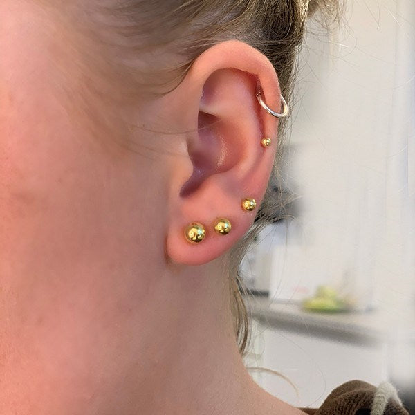 Siersbøl kugleøreringe i 8 eller 14 kt guld (3–7 mm)