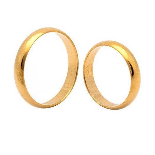 Scrouples vielsesringe i 14 karat guld med blank overflade, 4 mm