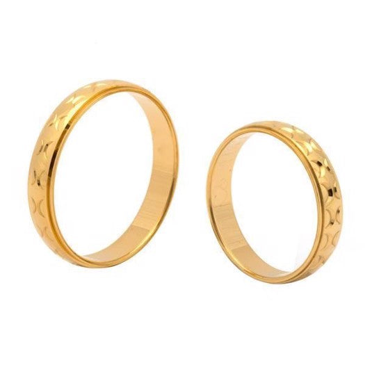 Unikke Scrouples vielsesringe i 14 karat guld med blank mønstret overflade, 3,5 mm