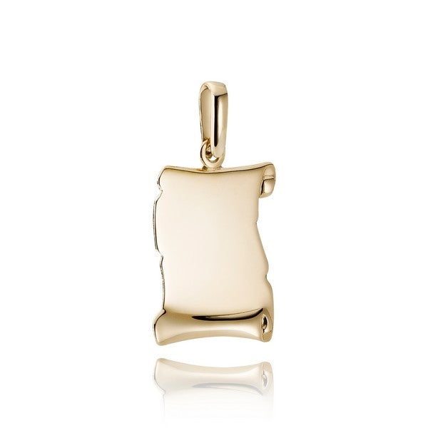 BNH id-vedhæng i 8 eller 14 kt guld, Medium 15x20 mm, udformet som en pergamentrulle.