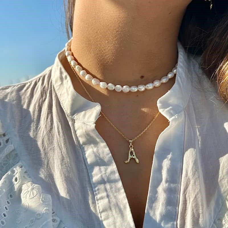 Barok perlehalskæde i sølv fra MerlePerle