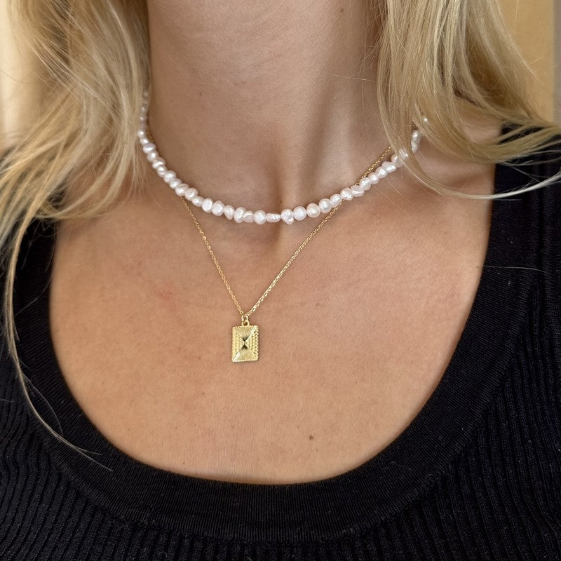 Eda halskæde i 18 karat forgyldt sølv fra MerlePerle 41+3 cm med vedhæng