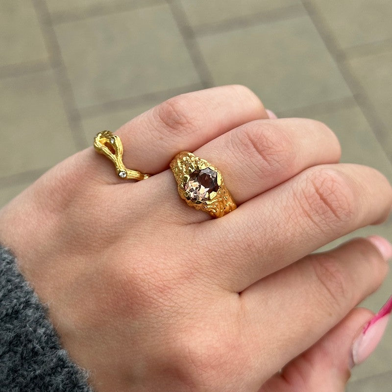 Studio Z ring i 18 karat forgyldt sølv med zirkonia