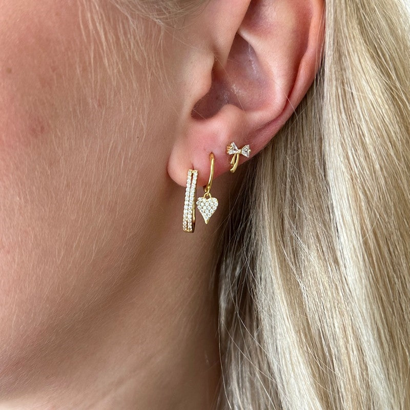 Trine hoops i forgyldt sølv med hjertevedhæng og zirkonia fra ByBirch (10 mm/20 mm)