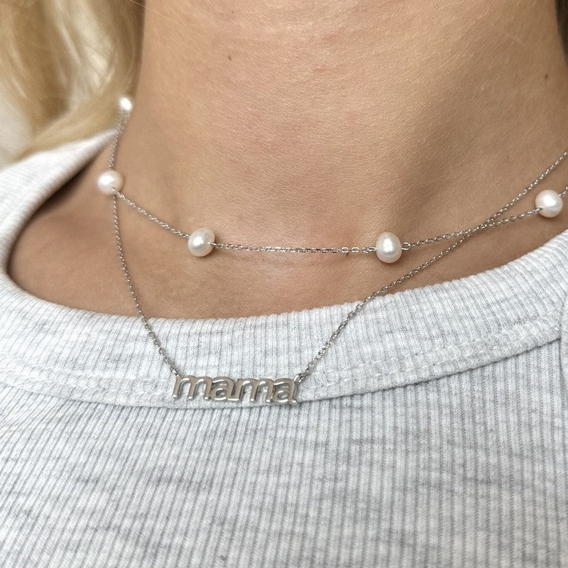 Mama halskæde i sterlingsølv fra MerlePerle 44 cm