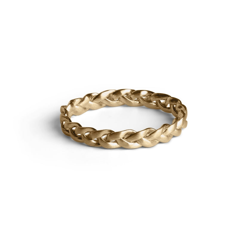 Jane Kønig Braided ring i mat forgyldt sølv Small