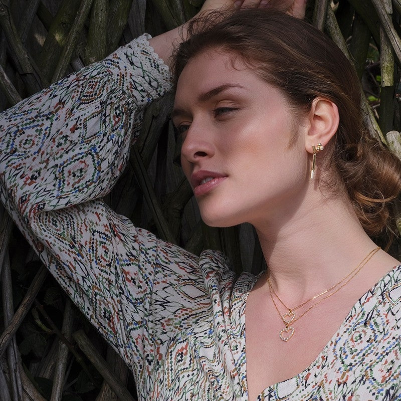 OBINOR halskæde i 18 karat forgyldt sølv med hjerte og zirkonia – JoanliNor