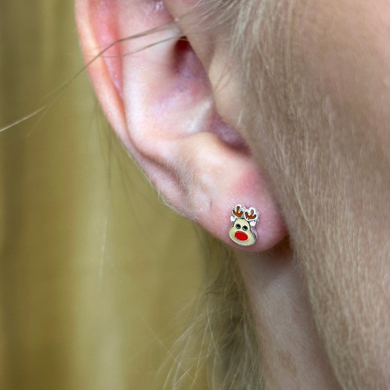 ByBirch sølvøreringe med Rudolf og rød næse