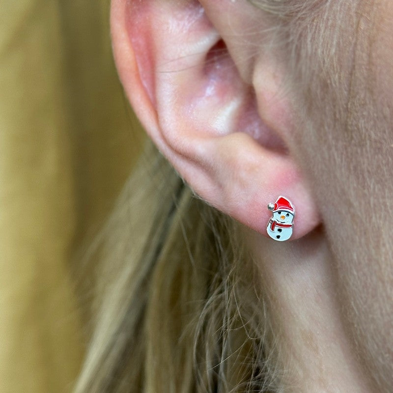 ByBirch juleøreringe i sølv med rød nissehue