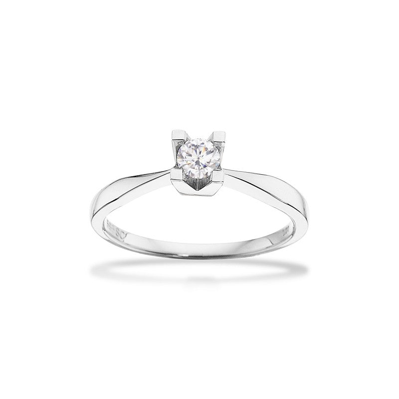 Scrouples Kleopatra ring i 14 kt hvidguld med diamant – nærbillede af fatning