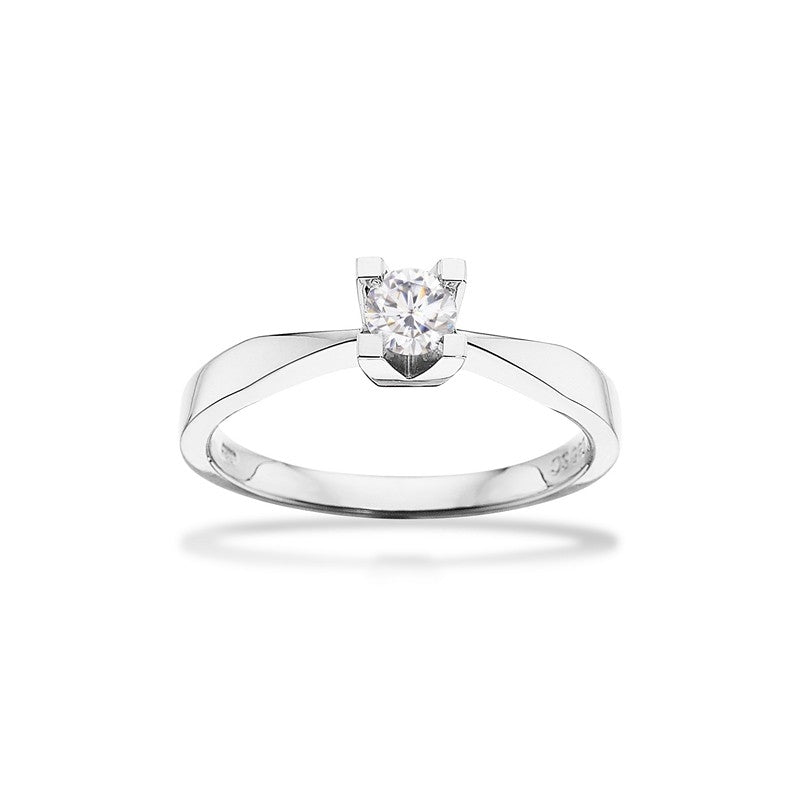 Scrouples Kleopatra ring i 14 kt hvidguld med diamant – nærbillede af fatning