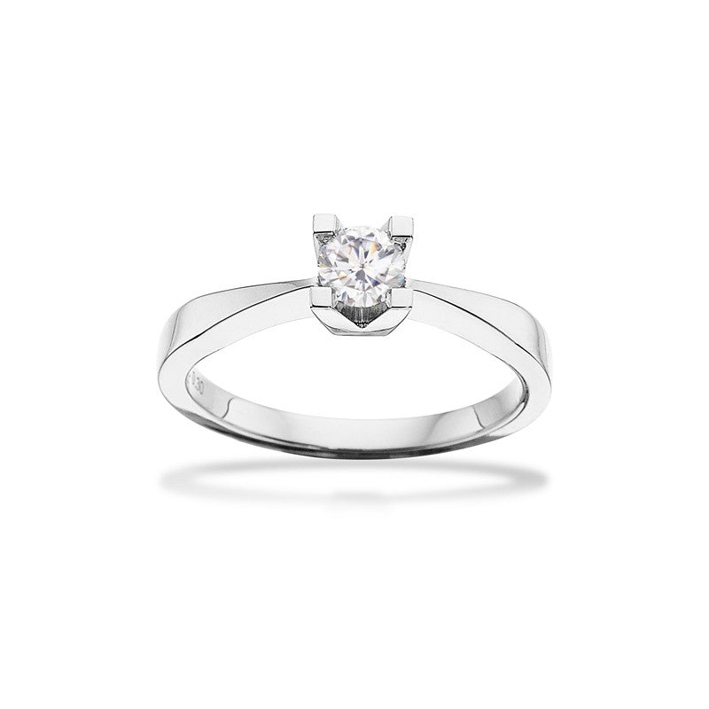 Scrouples Kleopatra ring i 14 kt hvidguld med diamant – nærbillede af fatning
