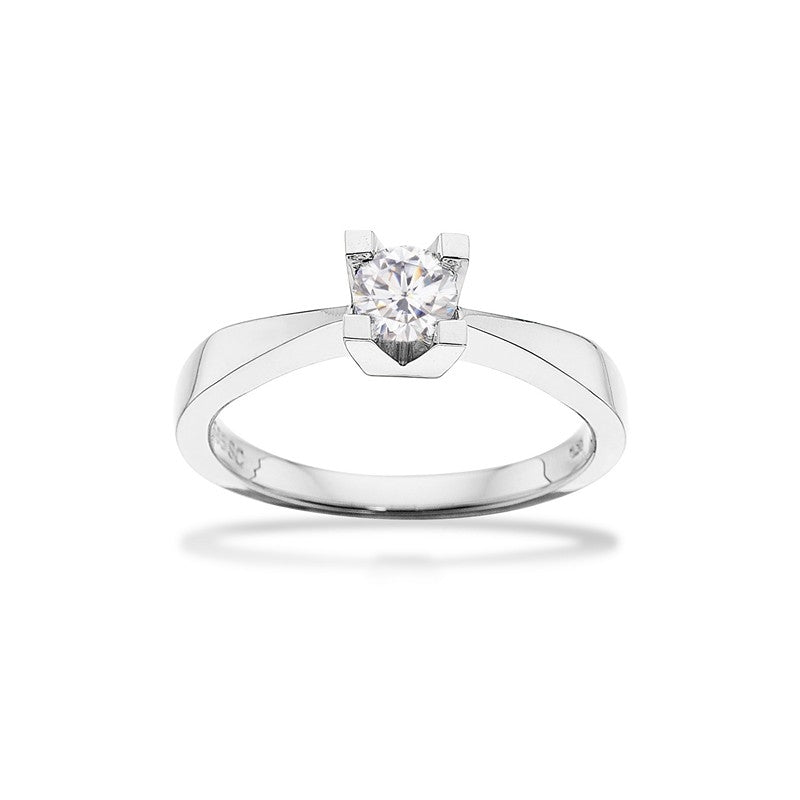 Scrouples Kleopatra ring i 14 kt hvidguld med diamant – nærbillede af fatning