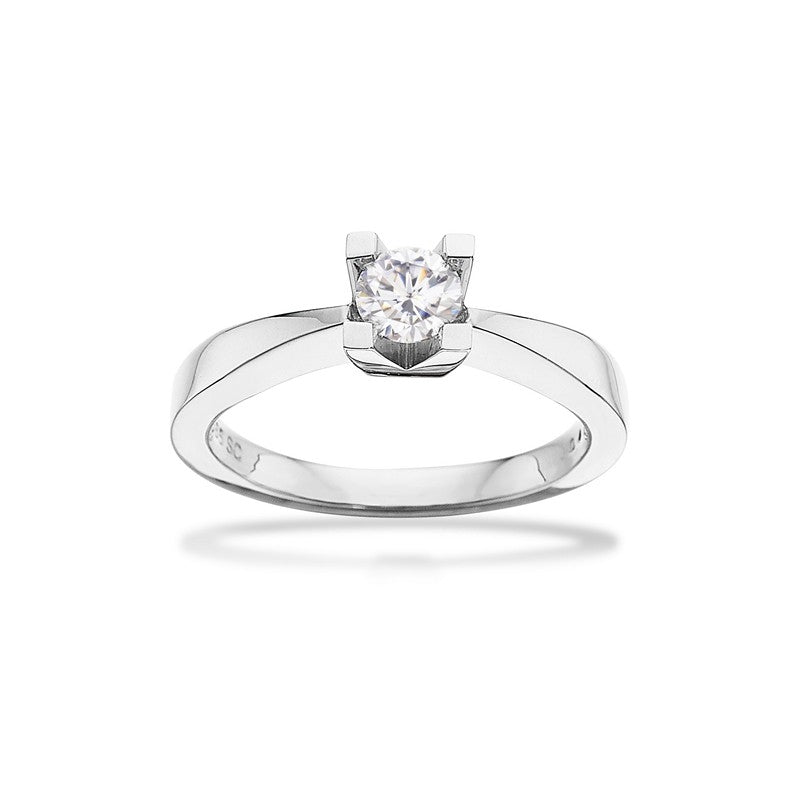 Scrouples Kleopatra ring i 14 kt hvidguld med diamant – nærbillede af fatning