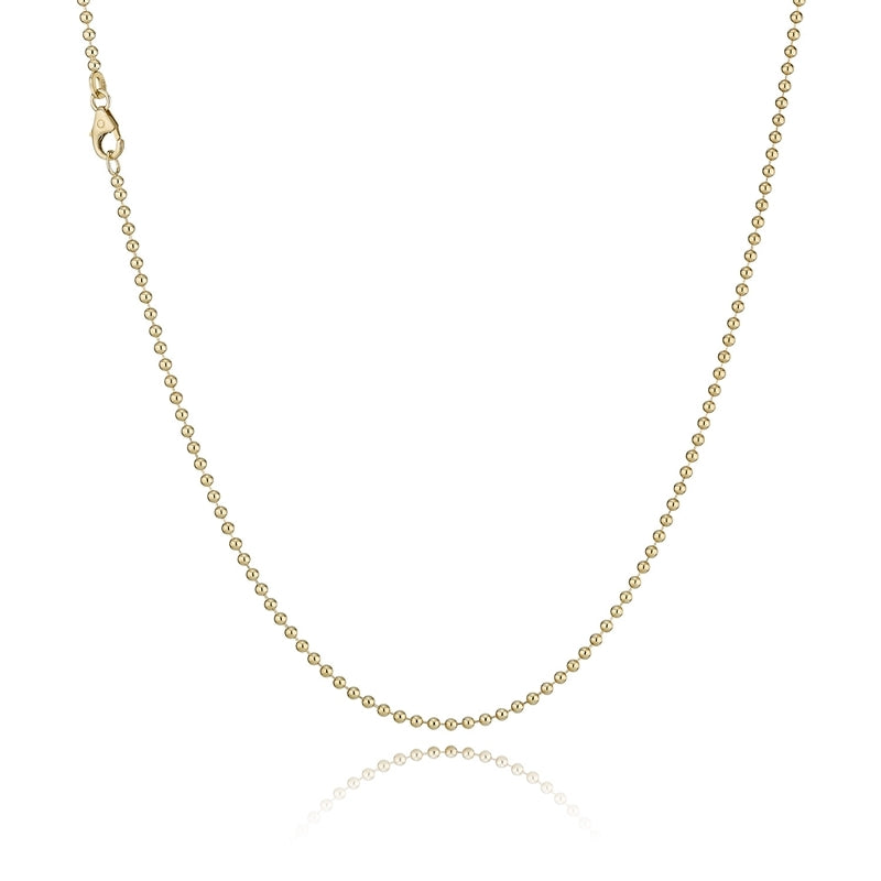 BNH kuglekæde i 14 karat guld 2 mm 42–60 cm – klassisk guldkuglehalskæde.