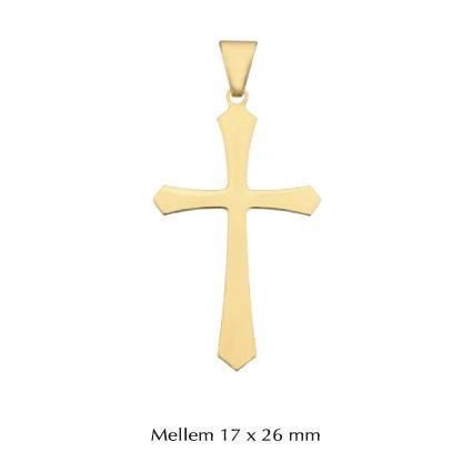 BNH korsvedhæng i 8 eller 14 karat guld 17 x 26 mm Medium