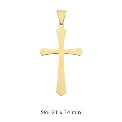 BNH kors vedhæng i 8 eller 14 karat guld 21 x 34 mm Large