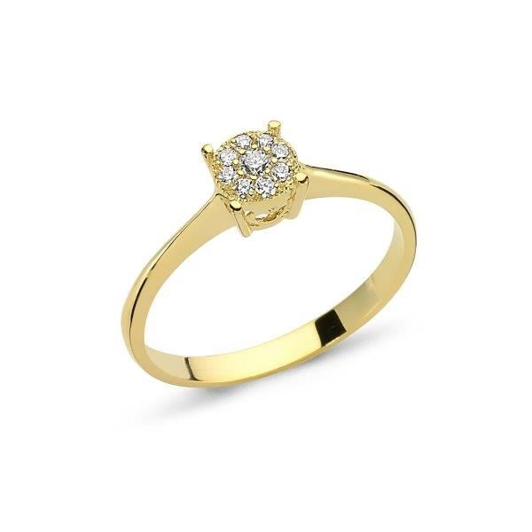 Coronet diamantring fra Nuran i 14 karat guld med rosetformet diamanthoved på 0,11–0,37 ct.