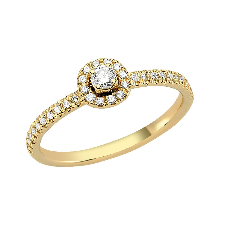 Sofia diamantring fra Nuran i 14 karat guld med 0,25 ct diamanter i rund facon.