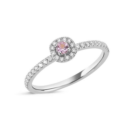Sofia Nuran ring i 14 kt hvidguld med pink safir og 0,17 ct diamanter fra Nuran.