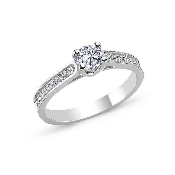 Feminin Nuran Bella ring i 14 karat hvidguld med 15 diamanter fra BELLA-serien.