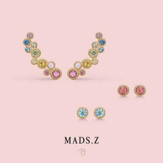 Madeleine øreringe fra Mads Z i 14 karat guld med granat og diamanter