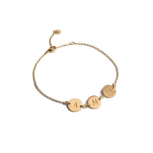 Jane Kønig armbånd i mat forgyldt sølv med 3 Lovetags Medium 15,5–17 cm