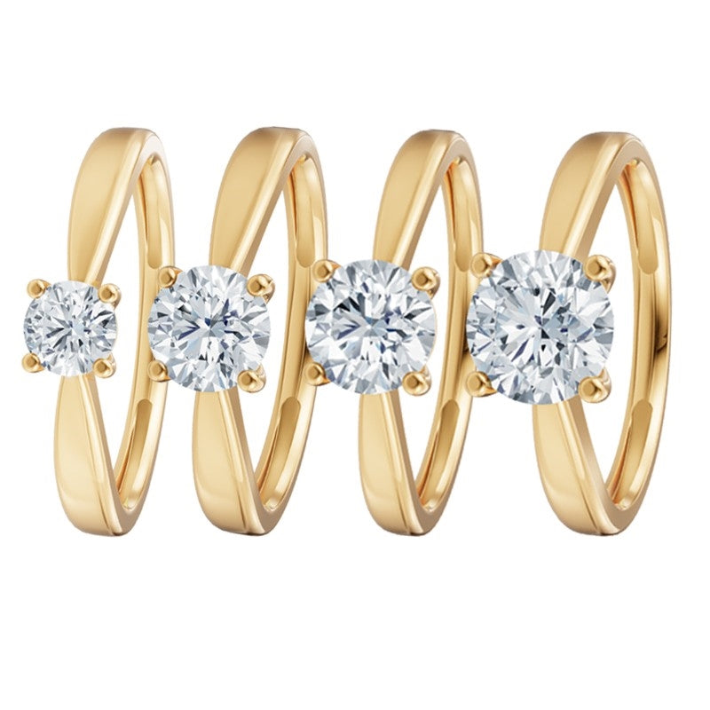 Siersbøl Luxury diamantring i 14 karat guld med lab grown diamant, set fra siden