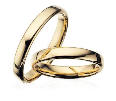 Klassiske Scrouples vielsesringe i 8 eller 14 karat blankt guld med let oval form fra Smykkecenter.