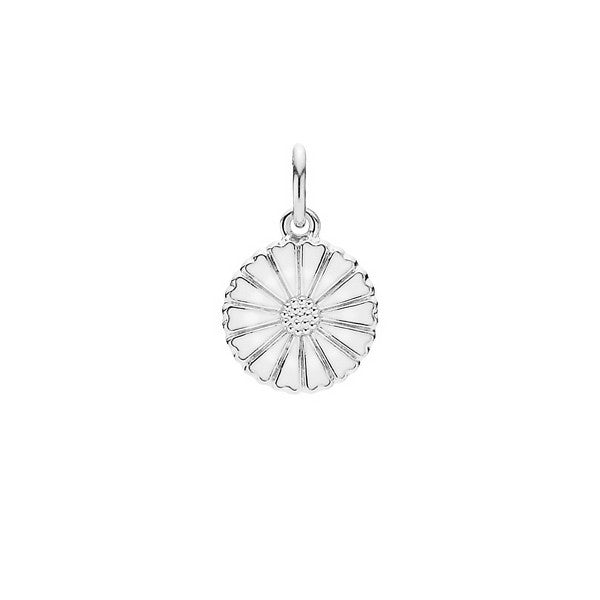 Marguerit vedhæng i sølv med hvid emalje 11 mm – Lund Copenhagen