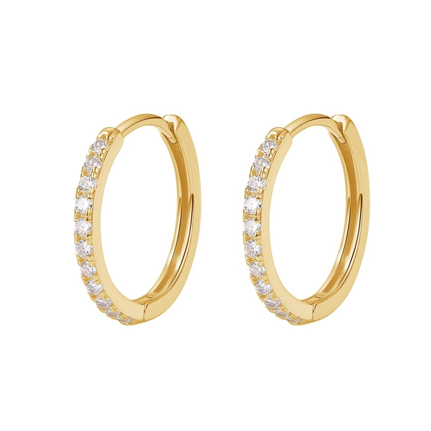 Tina creoler i 18 karat forgyldt sølv med zirkonia 17 mm fra MerlePerle