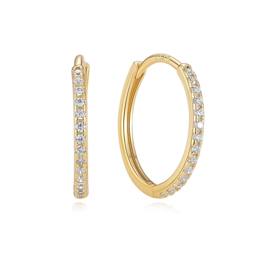 Tina creoler i 18 karat forgyldt sølv med zirkonia 20 mm fra MerlePerle